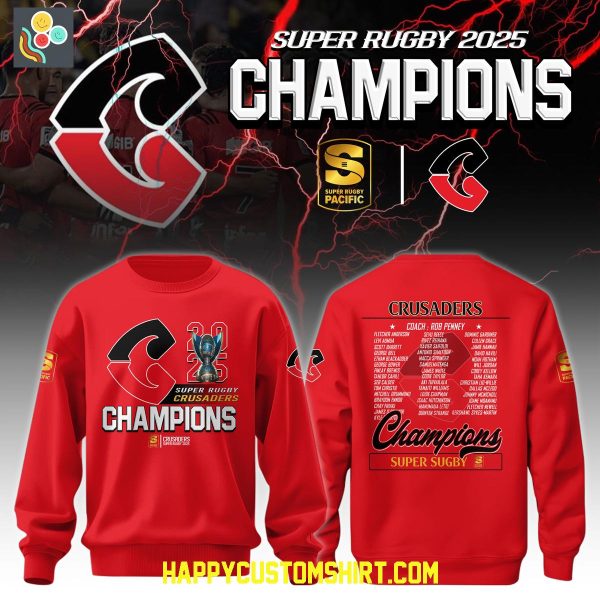 Super Rugby 2025 Crusaders Champions Red Hoodie Shirt