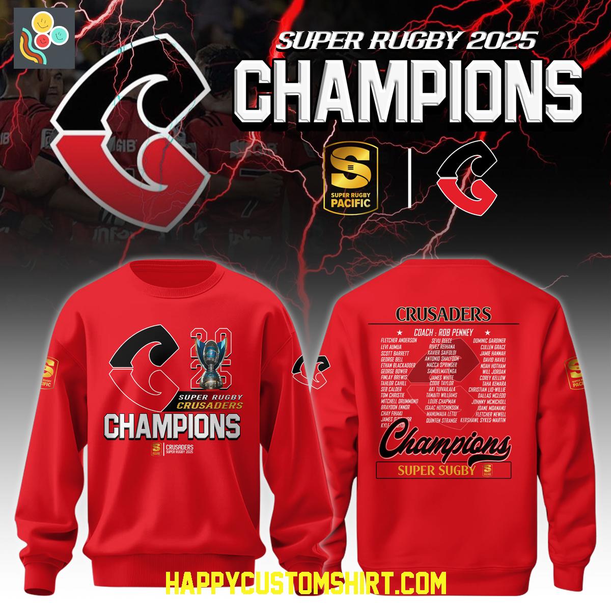 Super Rugby 2025 Crusaders Champions Red Hoodie Shirt Super Rugby 2025 Crusaders Champions Red Hoodie Shirt