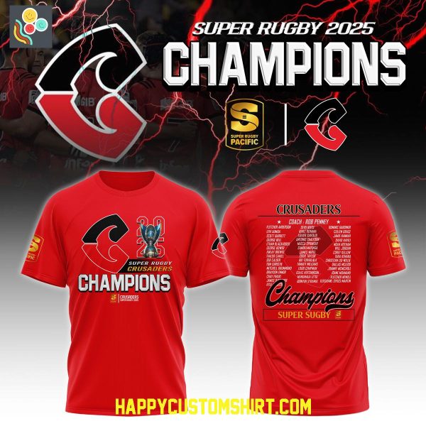 Super Rugby 2025 Crusaders Champions Red Hoodie Shirt