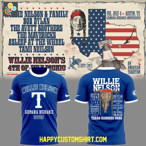 Texas Rangers Willie Nelson?s Tour Germania Insurance 2025 Hoodie T Shirt