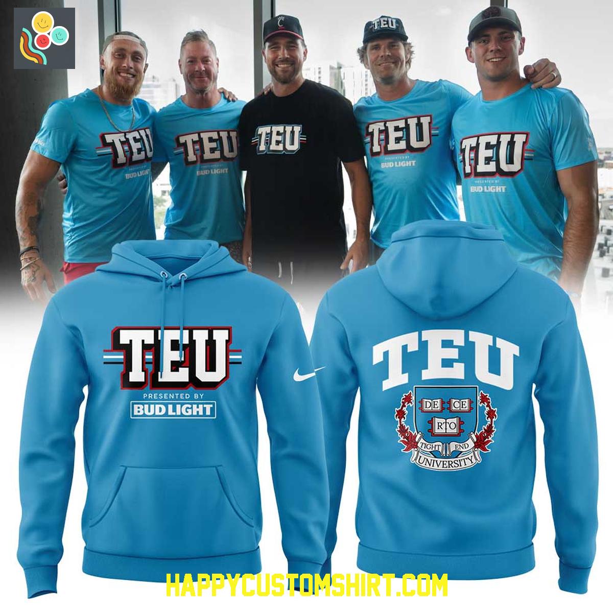 Tight End University Presented By Bud Light Blue Hoodie T Shirt Tight End University Presented By Bud Light Blue Hoodie T Shirt