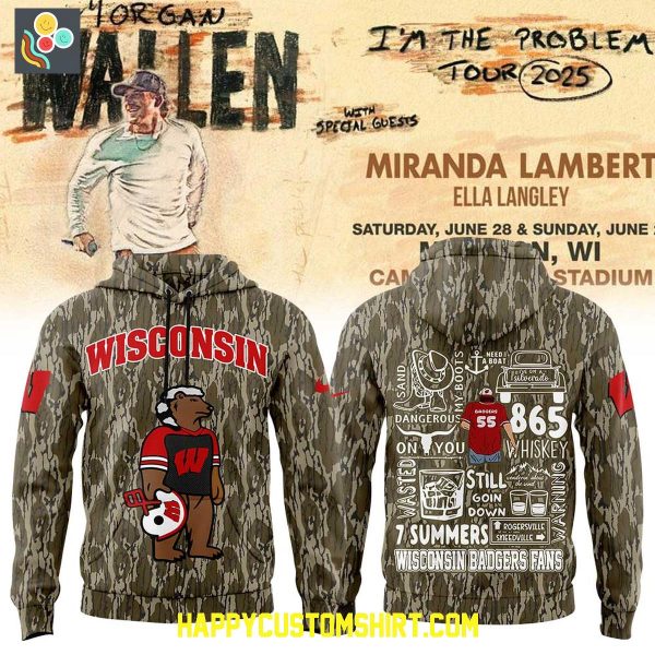 Wisconsin Badgers x Morgan Wallen Tour 2025 Hoodie Shirt