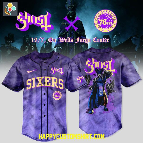 Philadelphia 76ers Mix Ghost Band World Tour 2025 Baseball Jersey