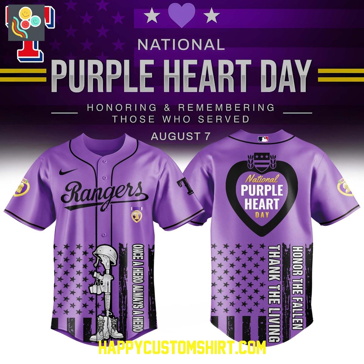 Texas Rangers x Purple Heart Day 2025 Baseball Jersey Texas Rangers x Purple Heart Day 2025 Baseball Jersey